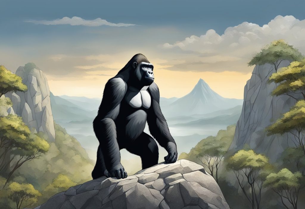 Does a gorilla on a rock have a meaning?