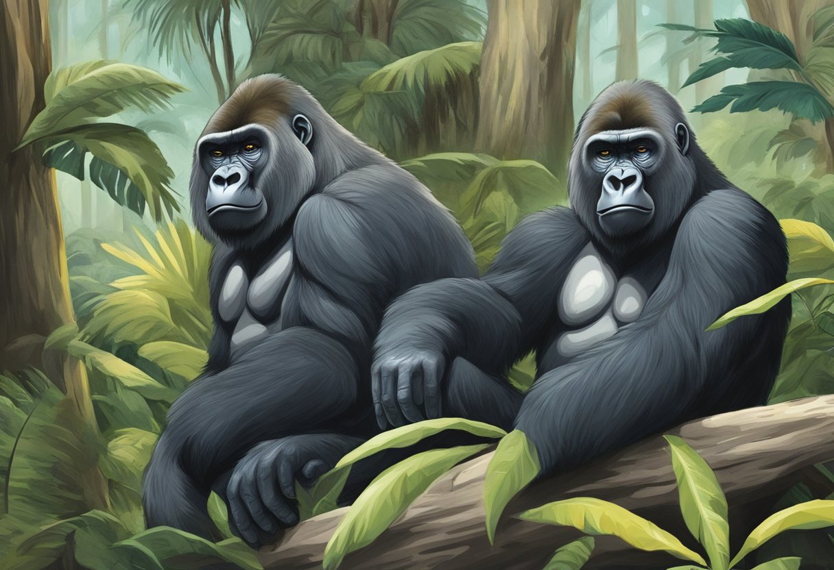 two gorillas together