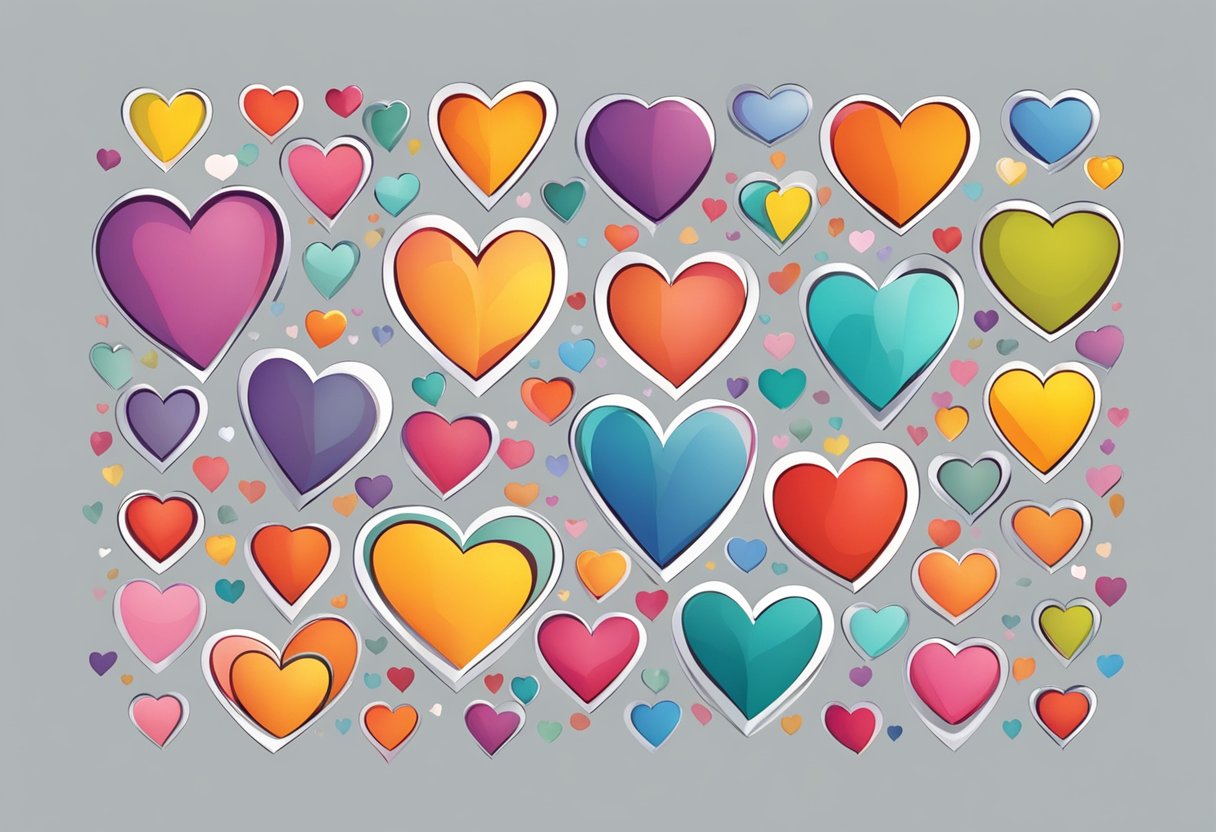 many colorful hearts