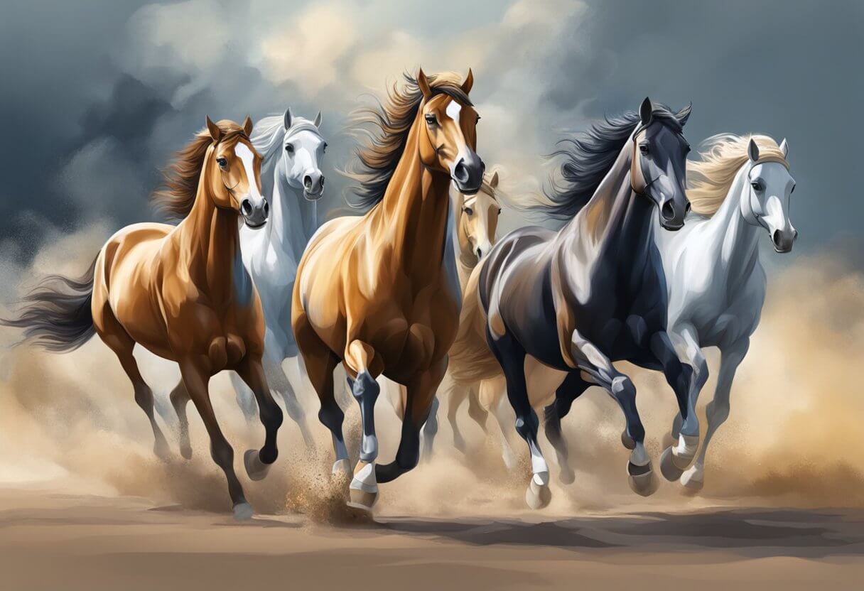 Many horses running