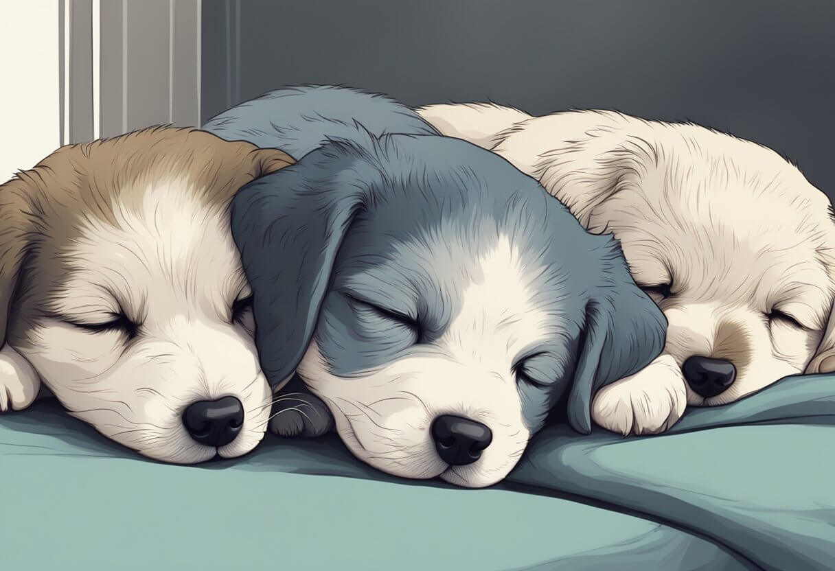 3 sleeping puppies